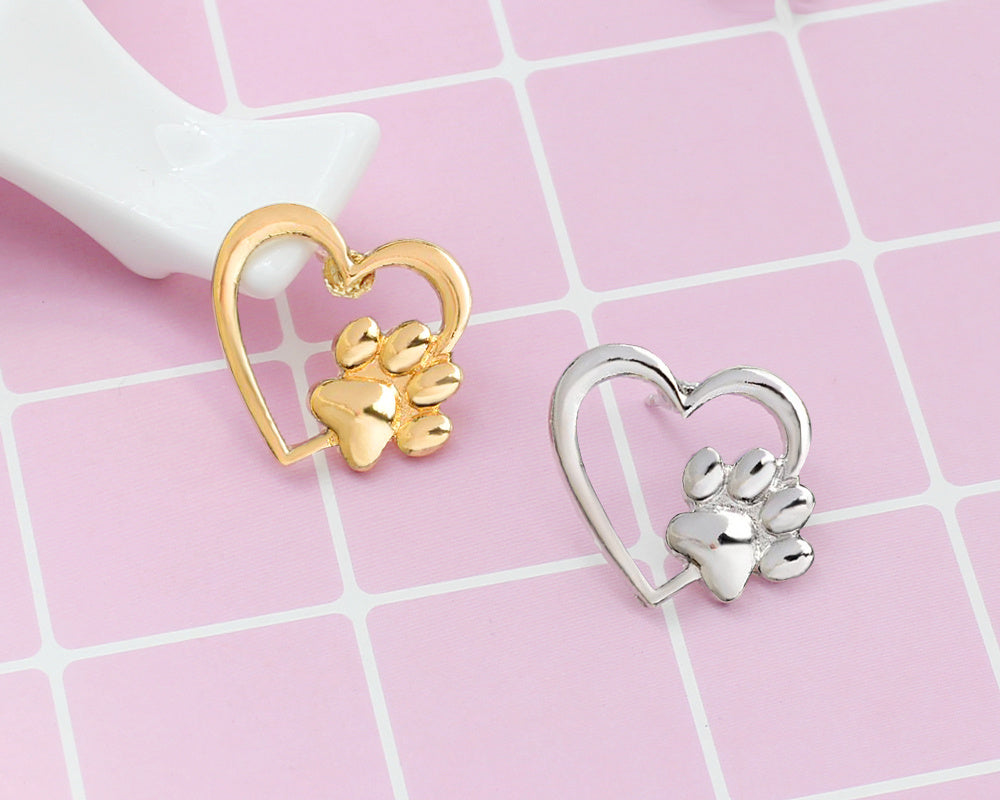 Caring dog paw cutout brooch