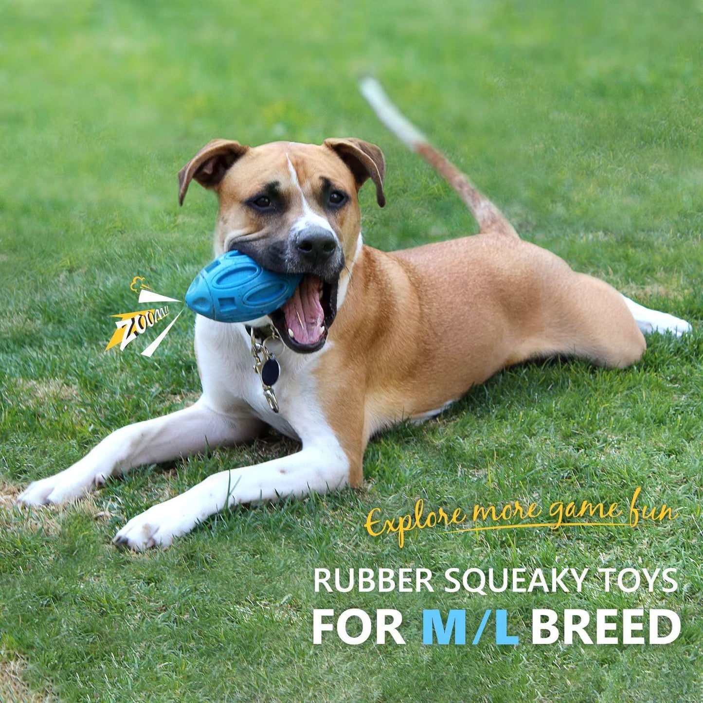 Squeaky Dog Toys For Aggressive Chewers Rubber Puppy Chew Ball With Squeaker, Almost Indestructible And Durable Pet Toy For Medium And Large Breed
